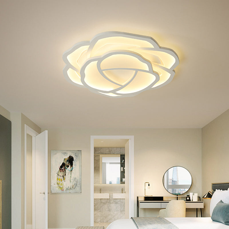 LED Acrylic Shaded Rose Flush Mount Light Simplicity Bedroom Ceiling Lamp in Warm/White Light, 16"/20.5" Wide Clearhalo 'Ceiling Lights' 'Close To Ceiling Lights' 'Close to ceiling' 'Flush mount' Lighting' 218714