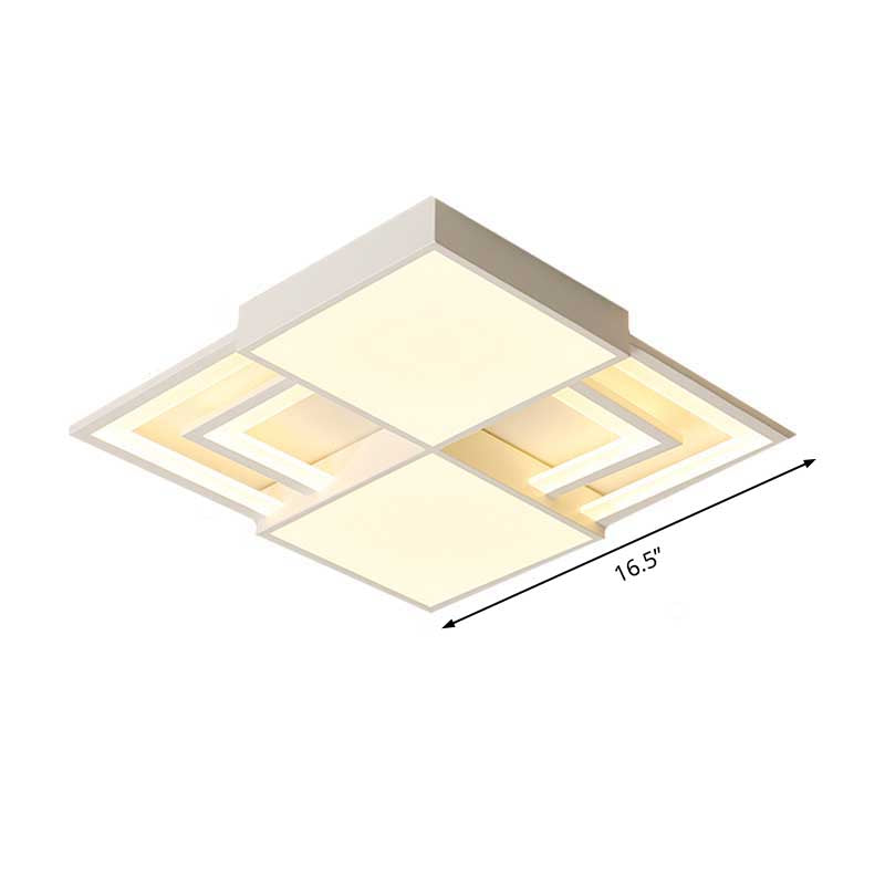 White Square Acrylic Ceiling Flush Mount 16.5"/20.5" W Modernism LED Flush Ceiling Light Fixture in Warm/White Light Clearhalo 'Ceiling Lights' 'Close To Ceiling Lights' 'Close to ceiling' 'Flush mount' Lighting' 218739