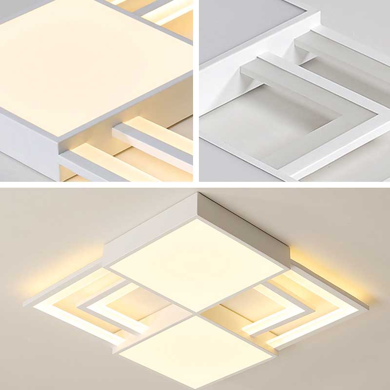 White Square Acrylic Ceiling Flush Mount 16.5"/20.5" W Modernism LED Flush Ceiling Light Fixture in Warm/White Light Clearhalo 'Ceiling Lights' 'Close To Ceiling Lights' 'Close to ceiling' 'Flush mount' Lighting' 218741