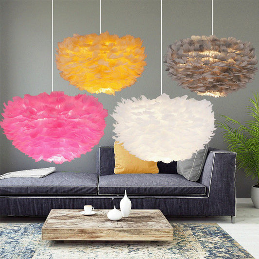 Feather Hemispherical Ceiling Light Simplistic Single Hanging Pendant Light for Living Room Clearhalo 'Ceiling Lights' 'Modern Pendants' 'Modern' 'Pendant Lights' 'Pendants' Lighting' 2187479