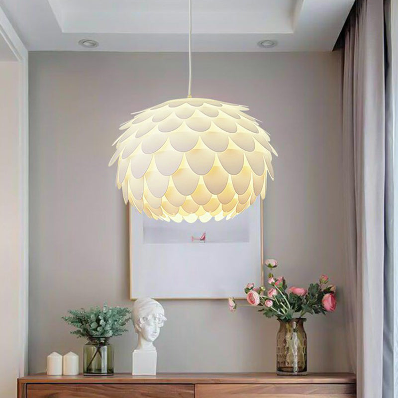 Round Shaped Ceiling Lighting Simplicity Feather Girls Bedroom Hanging Lamp in White Clearhalo 'Ceiling Lights' 'Modern Pendants' 'Modern' 'Pendant Lights' 'Pendants' Lighting' 2187520
