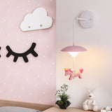 Mushroom Shaped Metallic LED Wall Light Pink Wall Lighting Fixture with Resin Unicorn Clearhalo 'Wall Lamps & Sconces' 'Wall Lights' Lighting' 2187580