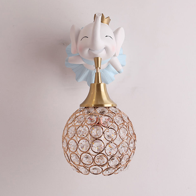 Hollowed out Ball Bedside Wall Mount Light Crystal 1 Head Artistic Wall Light Fixture with Animal Decor Clearhalo 'Wall Lamps & Sconces' 'Wall Lights' Lighting' 2187594