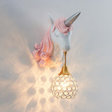 Hollowed out Wall Lamp Nordic Crystal Single Wall Light Fixture with Unicorn Decor Clearhalo 'Wall Lamps & Sconces' 'Wall Lights' Lighting' 2187617