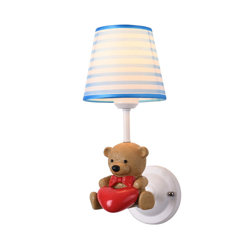 Animal Kids Bedside Wall Mount Light Resin Single Cartoon Wall Light Fixture with Empire Shade in Pink Clearhalo 'Wall Lamps & Sconces' 'Wall Lights' Lighting' 2187643