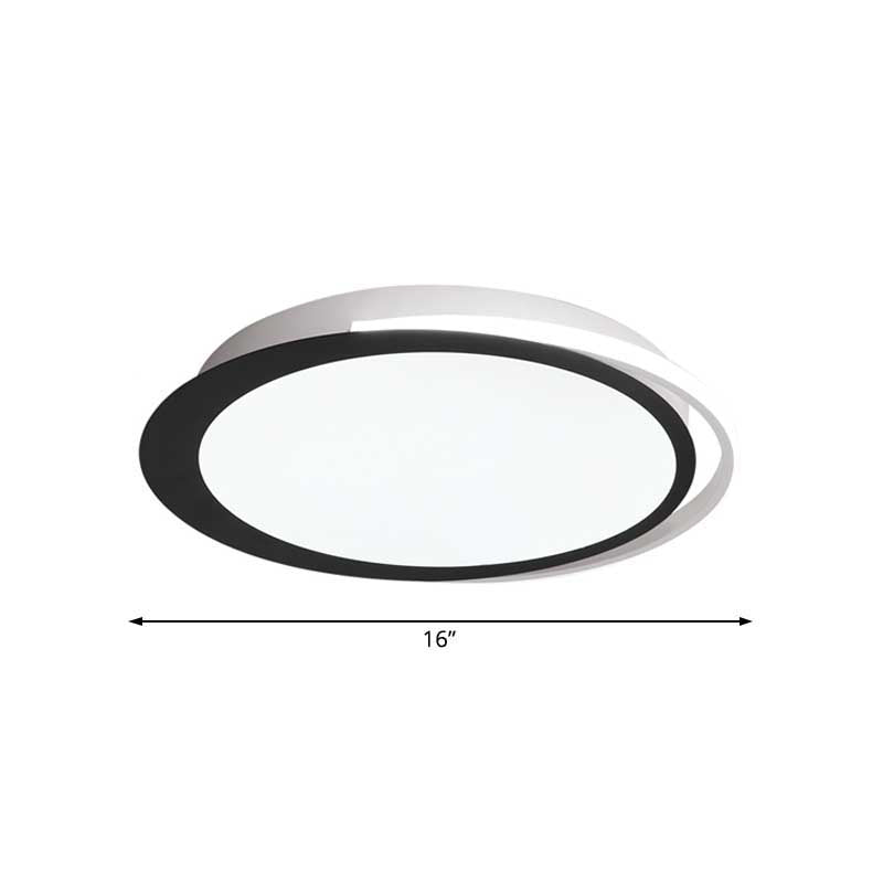 16"/19.5"/23.5" Dia Round LED Flush Ceiling Light Minimalist Black and White Acrylic Flush Mount in Warm/White/Natural Light Clearhalo 'Ceiling Lights' 'Close To Ceiling Lights' 'Close to ceiling' 'Flush mount' Lighting' 218773