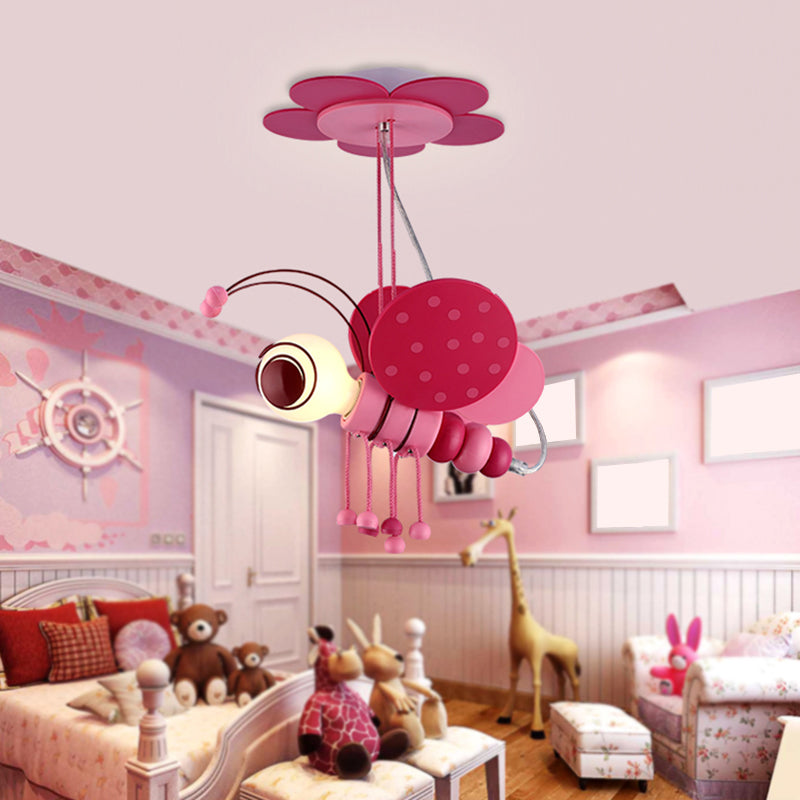 Kids Style Bee Shape Suspension Lighting Metallic 1-Light Nursery Pendant Ceiling Light Clearhalo 'Ceiling Lights' 'Pendant Lights' 'Pendants' Lighting' 2187752