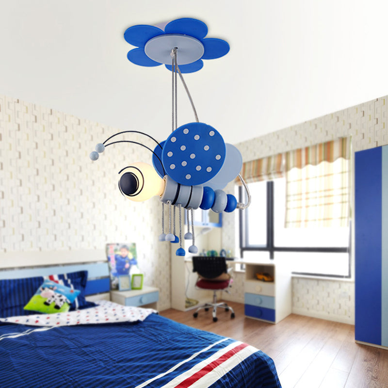 Kids Style Bee Shape Suspension Lighting Metallic 1-Light Nursery Pendant Ceiling Light Clearhalo 'Ceiling Lights' 'Pendant Lights' 'Pendants' Lighting' 2187756