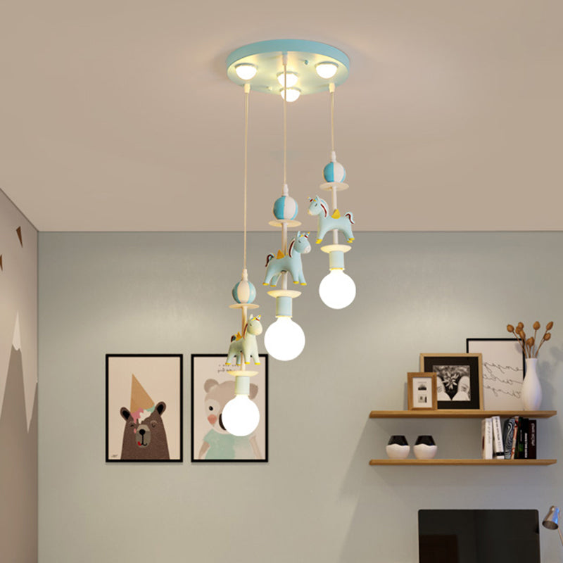 Rainbow Unicorn Nursery Pendant Ceiling Light Resin Kids Multi Lamp Pendant Light Clearhalo 'Ceiling Lights' 'Pendant Lights' 'Pendants' Lighting' 2187775