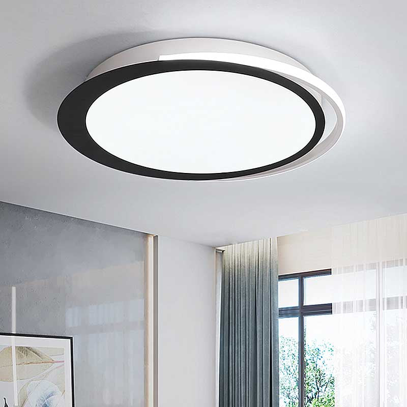 16"/19.5"/23.5" Dia Round LED Flush Ceiling Light Minimalist Black and White Acrylic Flush Mount in Warm/White/Natural Light Black-White 23.5" Clearhalo 'Ceiling Lights' 'Close To Ceiling Lights' 'Close to ceiling' 'Flush mount' Lighting' 218778