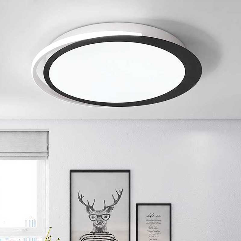 16"/19.5"/23.5" Dia Round LED Flush Ceiling Light Minimalist Black and White Acrylic Flush Mount in Warm/White/Natural Light Clearhalo 'Ceiling Lights' 'Close To Ceiling Lights' 'Close to ceiling' 'Flush mount' Lighting' 218780