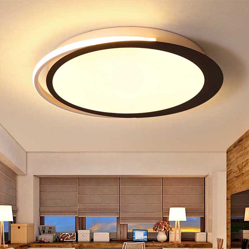 16"/19.5"/23.5" Dia Round LED Flush Ceiling Light Minimalist Black and White Acrylic Flush Mount in Warm/White/Natural Light Black-White Warm Clearhalo 'Ceiling Lights' 'Close To Ceiling Lights' 'Close to ceiling' 'Flush mount' Lighting' 218781