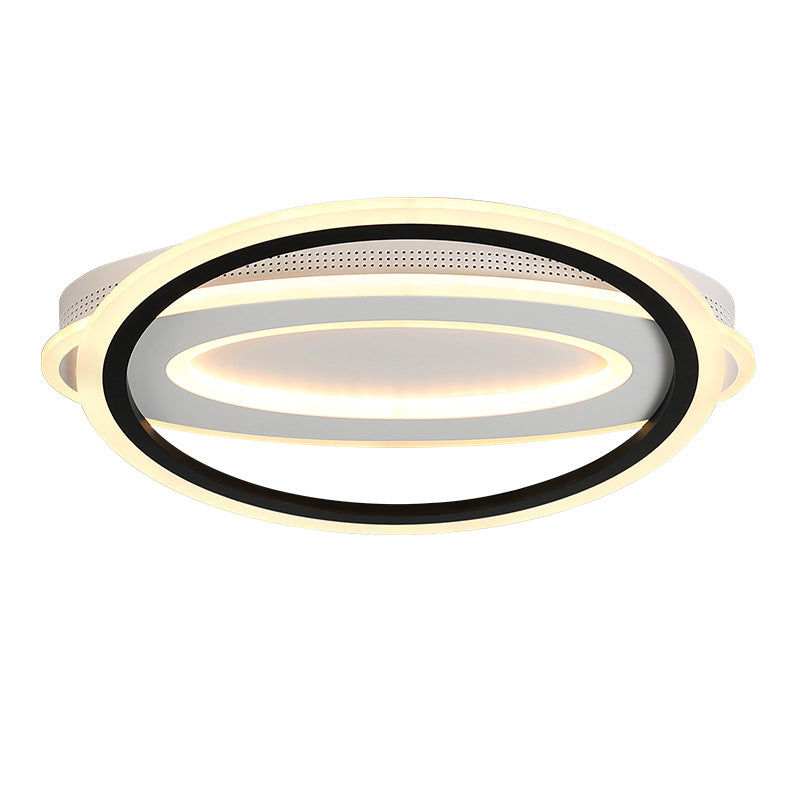 Simple Oval LED Ceiling Flush Mount 16.5"/19.5"/23.5" Wide Black and White Acrylic Bedroom Flush Ceiling Light in Warm/White/Natural Light Clearhalo 'Ceiling Lights' 'Close To Ceiling Lights' 'Close to ceiling' 'Flush mount' Lighting' 218784