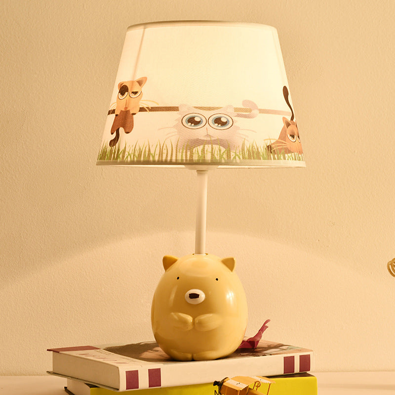 Lampada da comodino per orso resina in resina 1 illuminazione da tavolo da  letto in lampadina con tonalità in tessuto affusolato in albicocca