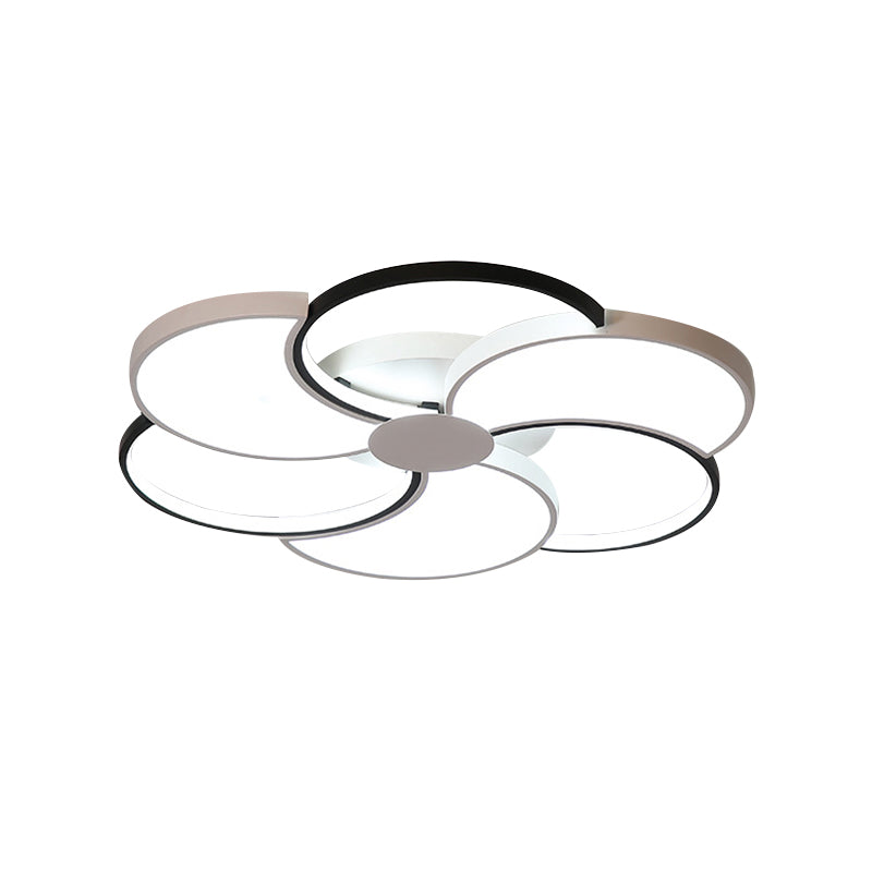 Floral LED Flush Mount Ceiling Light Simple Black and White Ceiling Light Fixture with Acrylic Shade in Warm/White/Natural Light Clearhalo 'Ceiling Lights' 'Close To Ceiling Lights' 'Close to ceiling' 'Flush mount' Lighting' 218810