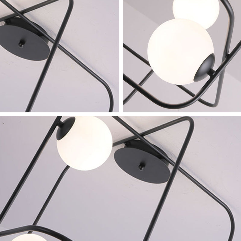 Black/White/Gold Traverse Flush Mount Lamp Contemporary 4-Head Matte White Glass Ceiling Mounted Fixture Clearhalo 'Ceiling Lights' 'Close To Ceiling Lights' 'Close to ceiling' 'Semi-flushmount' Lighting' 218815