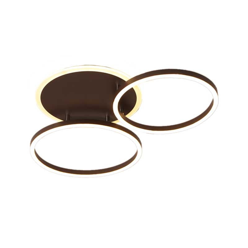 Black Hoop LED Flush Mount Lighting Postmodern 1/2/3-Head Metal Bedroom Ceiling Lamp in Warm/White Light Clearhalo 'Ceiling Lights' 'Close To Ceiling Lights' 'Close to ceiling' 'Semi-flushmount' Lighting' 218852