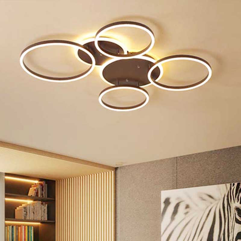 Black Hoop LED Flush Mount Lighting Postmodern 1/2/3-Head Metal Bedroom Ceiling Lamp in Warm/White Light Clearhalo 'Ceiling Lights' 'Close To Ceiling Lights' 'Close to ceiling' 'Semi-flushmount' Lighting' 218869