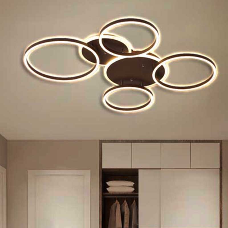 Black Hoop LED Flush Mount Lighting Postmodern 1/2/3-Head Metal Bedroom Ceiling Lamp in Warm/White Light 4 Black Clearhalo 'Ceiling Lights' 'Close To Ceiling Lights' 'Close to ceiling' 'Semi-flushmount' Lighting' 218871