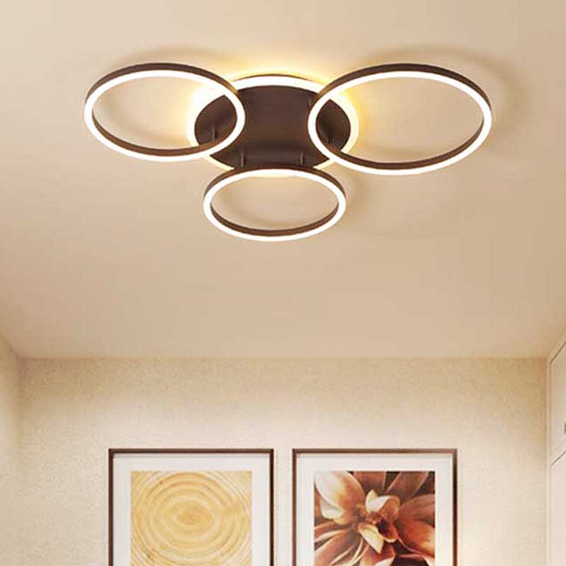 Black Hoop LED Flush Mount Lighting Postmodern 1/2/3-Head Metal Bedroom Ceiling Lamp in Warm/White Light 3 Black Clearhalo 'Ceiling Lights' 'Close To Ceiling Lights' 'Close to ceiling' 'Semi-flushmount' Lighting' 218872