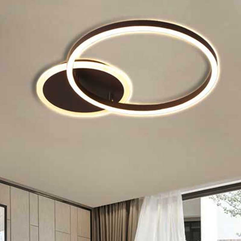 Black Hoop LED Flush Mount Lighting Postmodern 1/2/3-Head Metal Bedroom Ceiling Lamp in Warm/White Light 1 Black Clearhalo 'Ceiling Lights' 'Close To Ceiling Lights' 'Close to ceiling' 'Semi-flushmount' Lighting' 218877