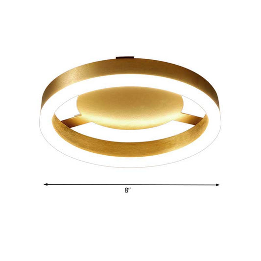 Round/Square Corridor LED Flush Lamp Modern Golden Metal Ceiling Mounted Light in Warm/White Light Clearhalo 'Ceiling Lights' 'Close To Ceiling Lights' 'Close to ceiling' 'Semi-flushmount' Lighting' 218882