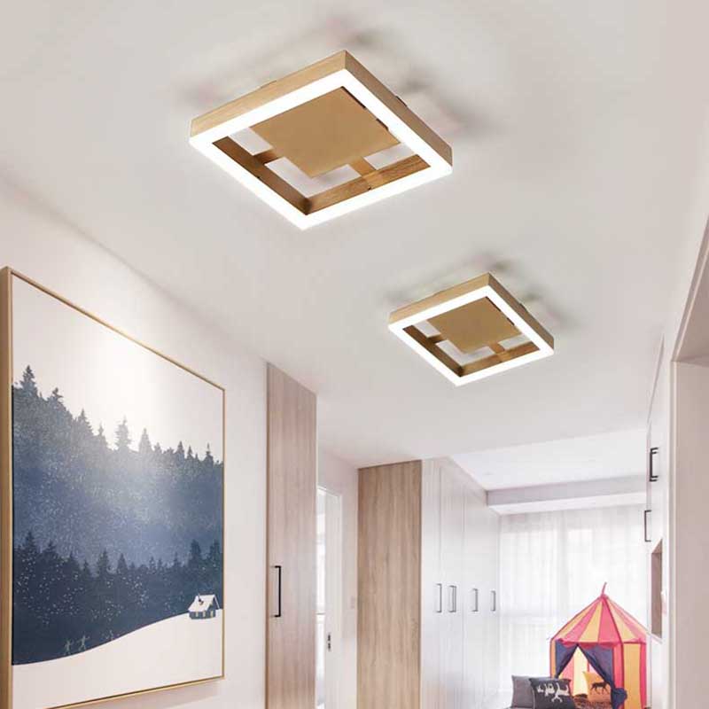 Round/Square Corridor LED Flush Lamp Modern Golden Metal Ceiling Mounted Light in Warm/White Light Clearhalo 'Ceiling Lights' 'Close To Ceiling Lights' 'Close to ceiling' 'Semi-flushmount' Lighting' 218884