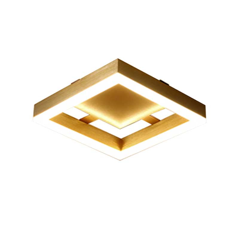 Round/Square Corridor LED Flush Lamp Modern Golden Metal Ceiling Mounted Light in Warm/White Light Clearhalo 'Ceiling Lights' 'Close To Ceiling Lights' 'Close to ceiling' 'Semi-flushmount' Lighting' 218885