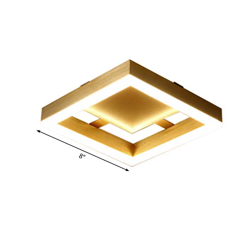 Round/Square Corridor LED Flush Lamp Modern Golden Metal Ceiling Mounted Light in Warm/White Light Clearhalo 'Ceiling Lights' 'Close To Ceiling Lights' 'Close to ceiling' 'Semi-flushmount' Lighting' 218886