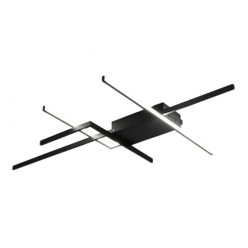 29.5"/43" Wide Black Crossed Line Ceiling Flush Mount Minimal LED Aluminum Flush Light Fixture in Warm/White Light Clearhalo 'Ceiling Lights' 'Close To Ceiling Lights' 'Close to ceiling' 'Semi-flushmount' Lighting' 218892