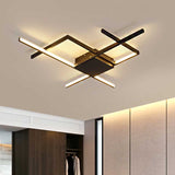 29.5"/43" Wide Black Crossed Line Ceiling Flush Mount Minimal LED Aluminum Flush Light Fixture in Warm/White Light Black 29.5" Clearhalo 'Ceiling Lights' 'Close To Ceiling Lights' 'Close to ceiling' 'Semi-flushmount' Lighting' 218899