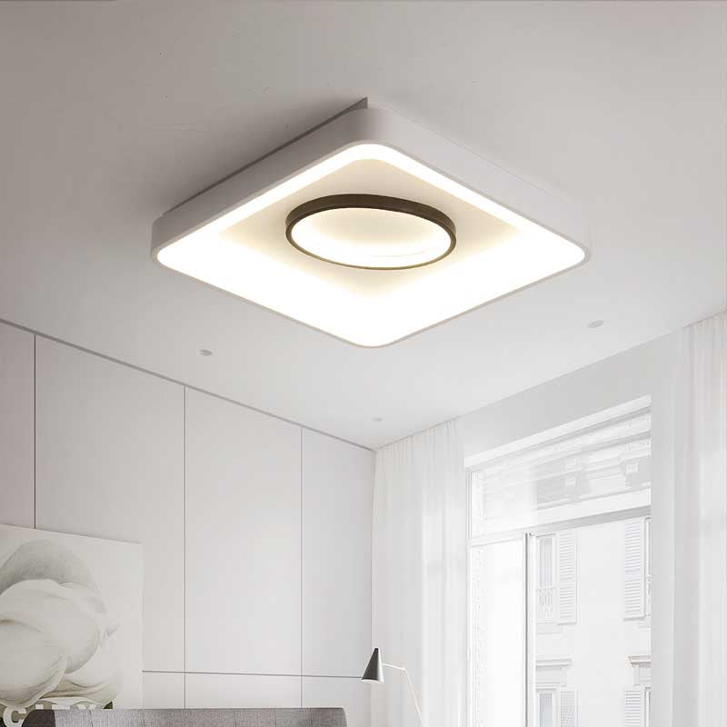 Bedroom Square/Rectangle and Oval Flush Mount Light 16"/19.5"/35.5" Wide Nordic Metal LED White Flush Lamp in Warm/White Light Clearhalo 'Ceiling Lights' 'Close To Ceiling Lights' 'Close to ceiling' 'Flush mount' Lighting' 218910