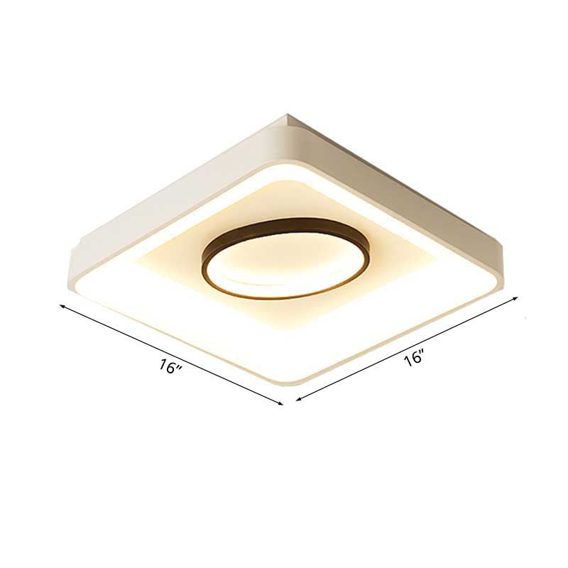 Bedroom Square/Rectangle and Oval Flush Mount Light 16"/19.5"/35.5" Wide Nordic Metal LED White Flush Lamp in Warm/White Light Clearhalo 'Ceiling Lights' 'Close To Ceiling Lights' 'Close to ceiling' 'Flush mount' Lighting' 218913