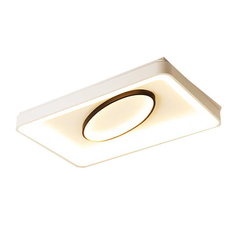 Bedroom Square/Rectangle and Oval Flush Mount Light 16"/19.5"/35.5" Wide Nordic Metal LED White Flush Lamp in Warm/White Light Clearhalo 'Ceiling Lights' 'Close To Ceiling Lights' 'Close to ceiling' 'Flush mount' Lighting' 218918