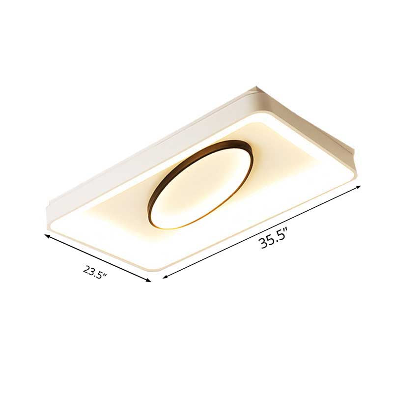 Bedroom Square/Rectangle and Oval Flush Mount Light 16"/19.5"/35.5" Wide Nordic Metal LED White Flush Lamp in Warm/White Light Clearhalo 'Ceiling Lights' 'Close To Ceiling Lights' 'Close to ceiling' 'Flush mount' Lighting' 218919