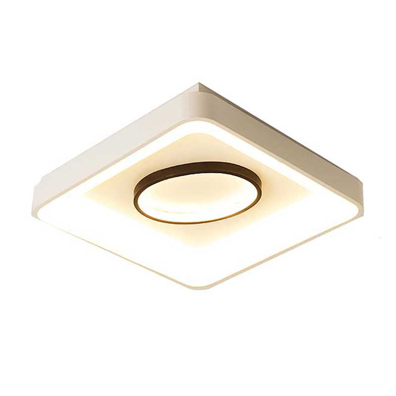 Bedroom Square/Rectangle and Oval Flush Mount Light 16"/19.5"/35.5" Wide Nordic Metal LED White Flush Lamp in Warm/White Light Clearhalo 'Ceiling Lights' 'Close To Ceiling Lights' 'Close to ceiling' 'Flush mount' Lighting' 218920