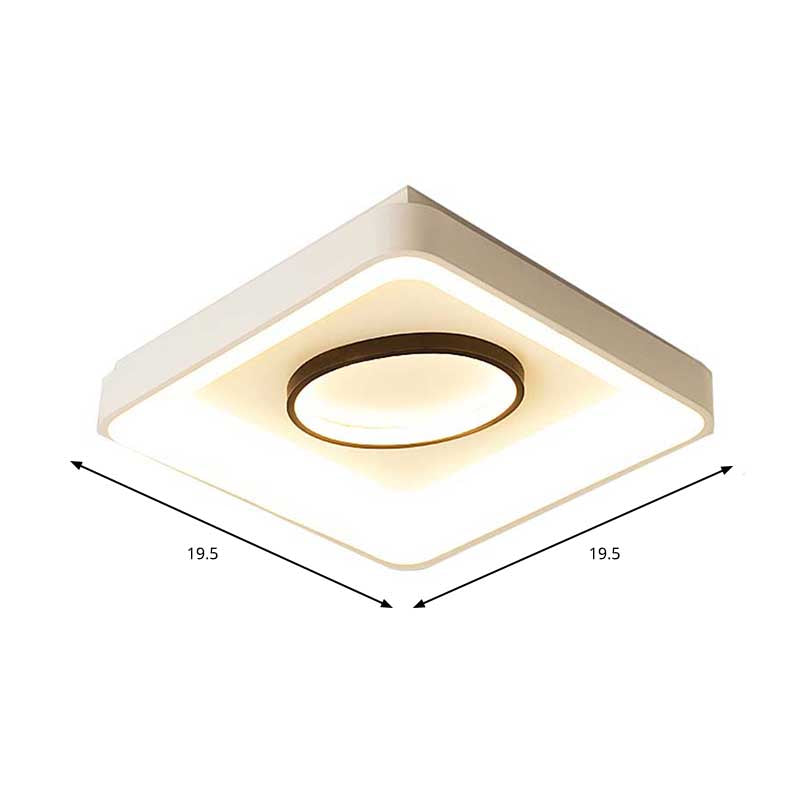 Bedroom Square/Rectangle and Oval Flush Mount Light 16"/19.5"/35.5" Wide Nordic Metal LED White Flush Lamp in Warm/White Light Clearhalo 'Ceiling Lights' 'Close To Ceiling Lights' 'Close to ceiling' 'Flush mount' Lighting' 218921