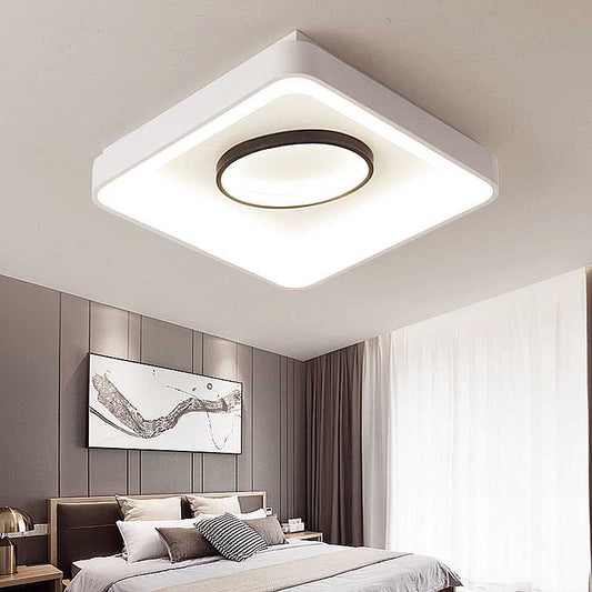 Bedroom Square/Rectangle and Oval Flush Mount Light 16"/19.5"/35.5" Wide Nordic Metal LED White Flush Lamp in Warm/White Light White Clearhalo 'Ceiling Lights' 'Close To Ceiling Lights' 'Close to ceiling' 'Flush mount' Lighting' 218922