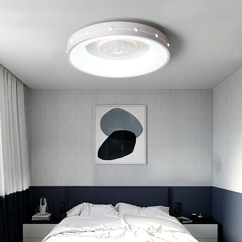 16"/19.5" Dia Round Curved Flush Ceiling Light Nordic Acrylic Bedroom LED Flush Mount in Warm/White Light Clearhalo 'Ceiling Lights' 'Close To Ceiling Lights' 'Close to ceiling' 'Flush mount' Lighting' 218949