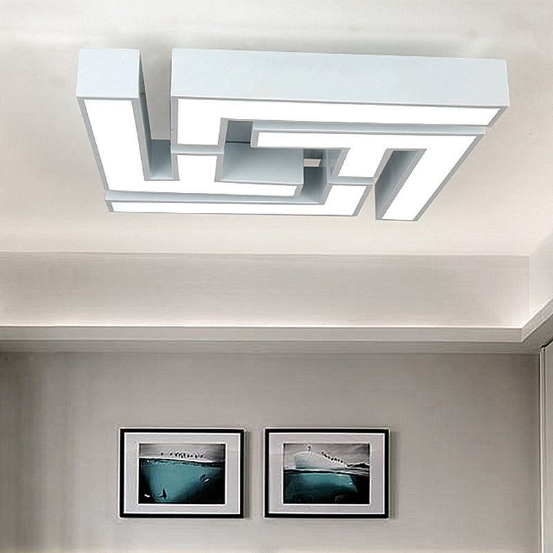 Maze Bedroom Flush Lamp Acrylic Shaded White LED Ceiling Mounted Fixture in Warm/White Light White Clearhalo 'Ceiling Lights' 'Close To Ceiling Lights' 'Close to ceiling' 'Flush mount' Lighting' 218966