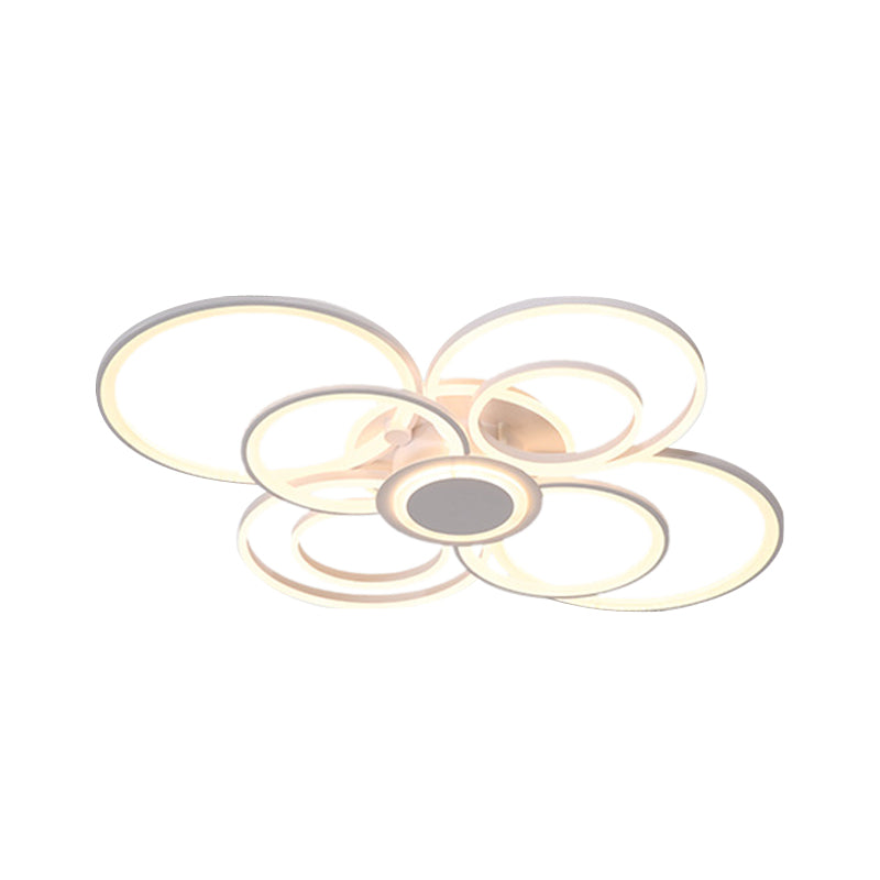 Modern Multi-Halo Ring Flush Ceiling Light 4/6/8 Lights Bedroom Flushmount with Acrylic Shade in Warm/White Light Clearhalo 'Ceiling Lights' 'Close To Ceiling Lights' 'Close to ceiling' 'Semi-flushmount' Lighting' 218970