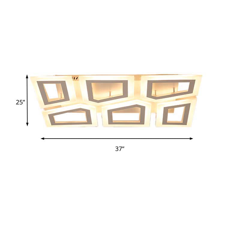 Splicing Square/Rectangular LED Flush Light 16"/24.5"/37.5" W Modern Acrylic Bedroom Ceiling Lamp in Warm/White Light Clearhalo 'Ceiling Lights' 'Close To Ceiling Lights' 'Close to ceiling' 'Flush mount' Lighting' 218982