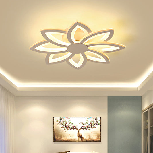 18"/23" W Acrylic Flower Semi Flush Ceiling Light Simplicity LED White Ceiling Mounted Fixture in Warm/White Light White Clearhalo 'Ceiling Lights' 'Close To Ceiling Lights' 'Close to ceiling' 'Semi-flushmount' Lighting' 219002