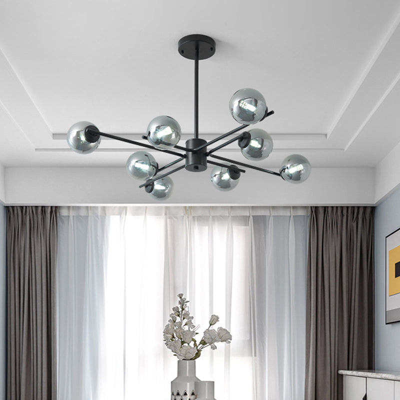 Sputnik Semi Flush Mount Postmodern Silver Glass 6/8/10 Lights White Living Room Flush Ceiling Light Fixture 8 White Clearhalo 'Ceiling Lights' 'Close To Ceiling Lights' 'Close to ceiling' 'Semi-flushmount' Lighting' 219075