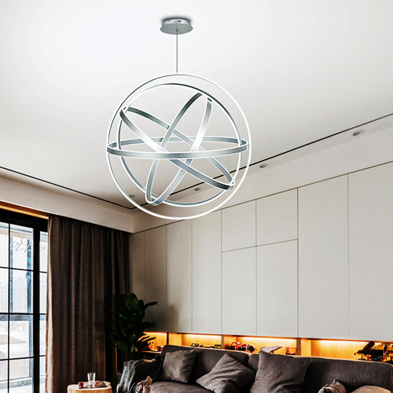 19.5" Wide Globe Chandelier Pendant Modernistic Acrylic 1 Light White Ceiling Light Fixture Clearhalo 'Ceiling Lights' 'Chandeliers' 'Modern Chandeliers' 'Modern' Lighting' 219088