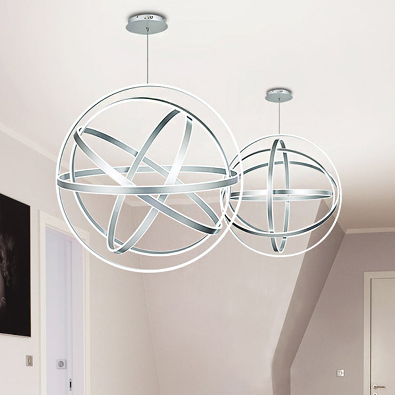 19.5" Wide Globe Chandelier Pendant Modernistic Acrylic 1 Light White Ceiling Light Fixture White Clearhalo 'Ceiling Lights' 'Chandeliers' 'Modern Chandeliers' 'Modern' Lighting' 219089