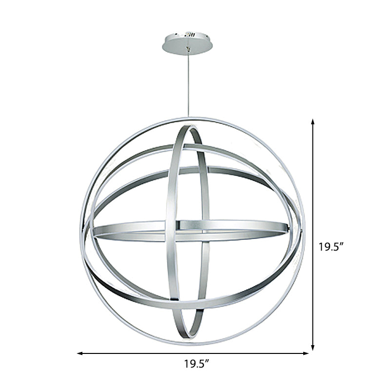 19.5" Wide Globe Chandelier Pendant Modernistic Acrylic 1 Light White Ceiling Light Fixture Clearhalo 'Ceiling Lights' 'Chandeliers' 'Modern Chandeliers' 'Modern' Lighting' 219091