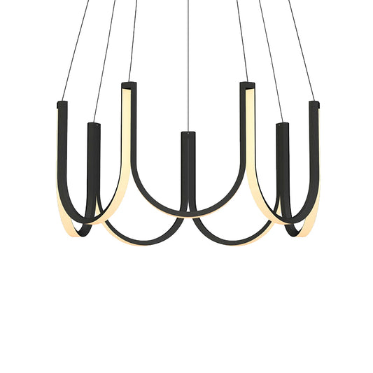 Black/White/Gold U-Shaped Chandelier Light Contemporary LED Acrylic Ceiling Pendant in White/Warm Light Clearhalo 'Ceiling Lights' 'Chandeliers' 'Modern Chandeliers' 'Modern' Lighting' 219094