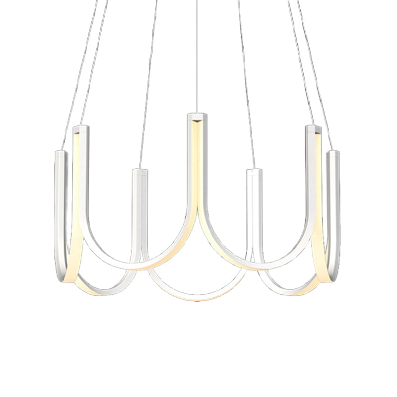 Black/White/Gold U-Shaped Chandelier Light Contemporary LED Acrylic Ceiling Pendant in White/Warm Light Clearhalo 'Ceiling Lights' 'Chandeliers' 'Modern Chandeliers' 'Modern' Lighting' 219100