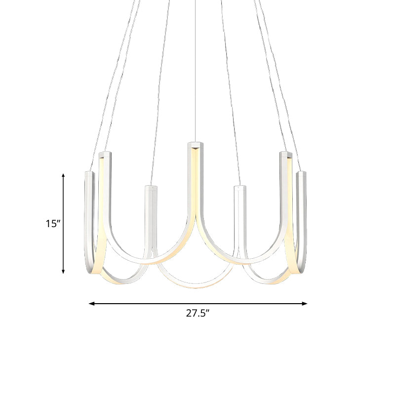 Black/White/Gold U-Shaped Chandelier Light Contemporary LED Acrylic Ceiling Pendant in White/Warm Light Clearhalo 'Ceiling Lights' 'Chandeliers' 'Modern Chandeliers' 'Modern' Lighting' 219101